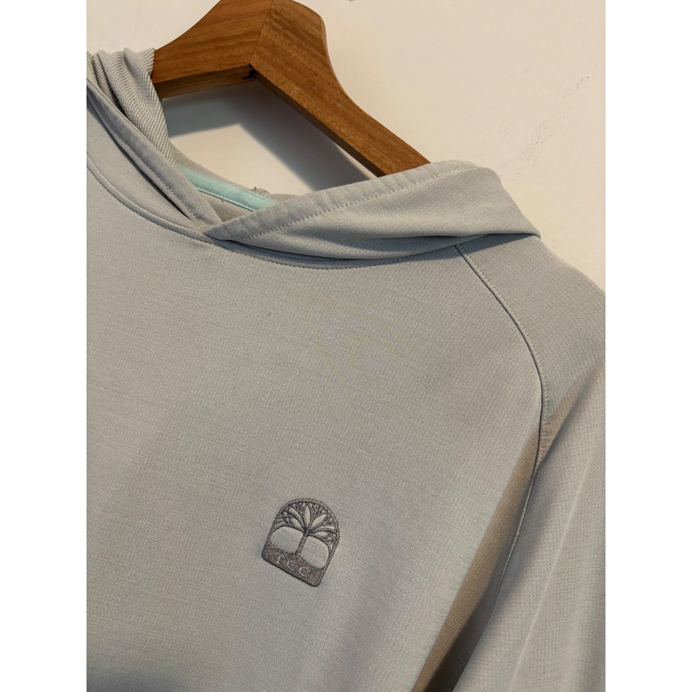 Peter Millar Crown Sport Mens Grey Performance Hoodie TCC Logo Golf Pullover M - Picture 3 of 7